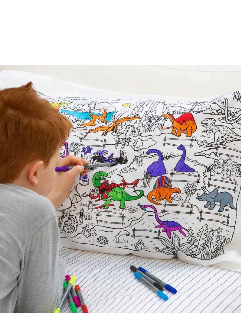 eatsleepdoodle Coloring Pillowcase, Dinosaur  - Image 2