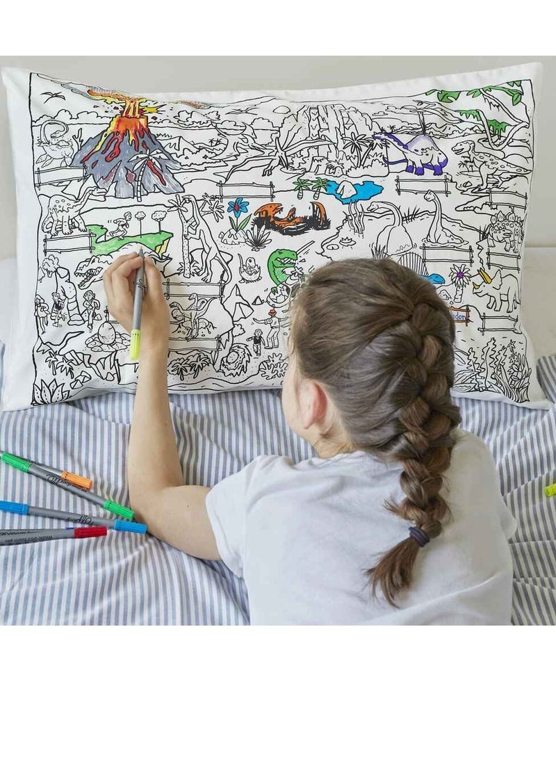 eatsleepdoodle Coloring Pillowcase, Dinosaur  - Image 3