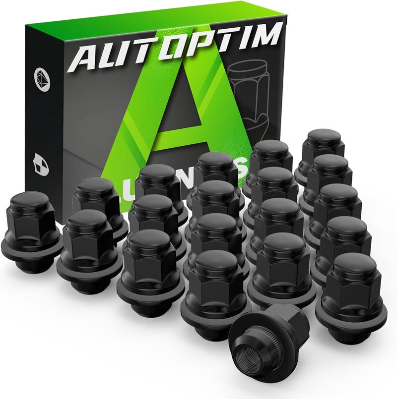 AUTOPTIM M12x1.5 OEM Lug Nuts - Replacement for Toyota Tacoma RAV4 Corolla Camry Sienna Lexus, 13/16" (21mm) Hex Black Mag Flat Seat Closed End (20PCS) - Image 1
