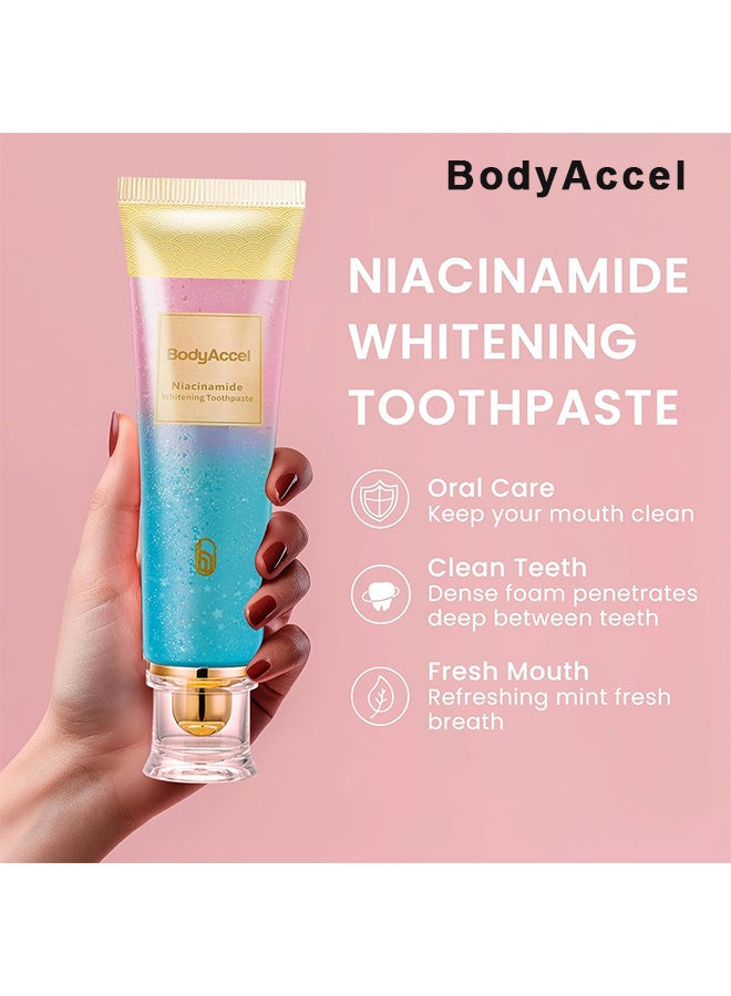 بودي أكسيل معجون أسنان بالنياسيناميد لتبييض الأسنان، بإزالة مكثفة للبقع وتركيبة طبيعية خالية من الفلورايد لطيفة لتبييض الأسنان والعناية باللثة لنفس منعش من بودي اكسل - Image 4