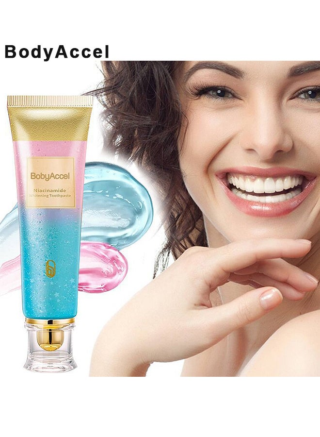 بودي أكسيل معجون أسنان بالنياسيناميد لتبييض الأسنان، بإزالة مكثفة للبقع وتركيبة طبيعية خالية من الفلورايد لطيفة لتبييض الأسنان والعناية باللثة لنفس منعش من بودي اكسل - Image 2