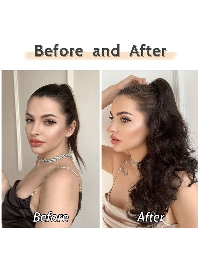 إستيل وصلات شعر ذيل حصان إطالة ذيل حصان مخلب شعر مزيف مموج مشبك اصطناعي في ذيل حصان شعر مستعار يومي منفوش مجعد ذيل حصان أشقر قطع شعر للنساء بني داكن - Image 3