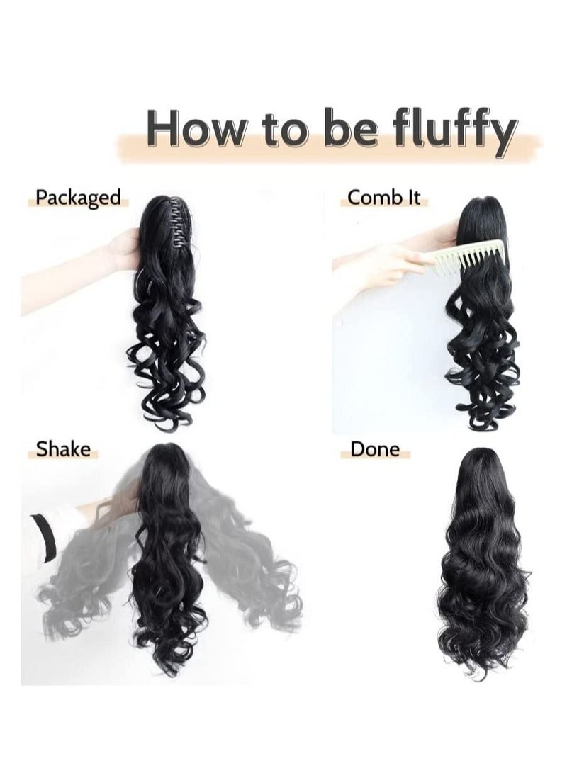 إستيل وصلات شعر ذيل حصان إطالة ذيل حصان مخلب شعر مزيف مموج مشبك اصطناعي في ذيل حصان شعر مستعار يومي منفوش مجعد ذيل حصان أشقر قطع شعر للنساء بني داكن - Image 4