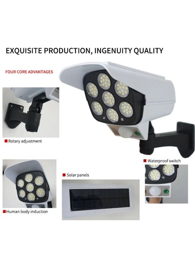 77 LED Solar Security PIR Motion Sensor Light With Remote Control, Dummy Surveillance CCTV, Roatable Angle Adjustable LED Wall, Outdoor Fake Camera for Fence Patio Front Door - Image 5