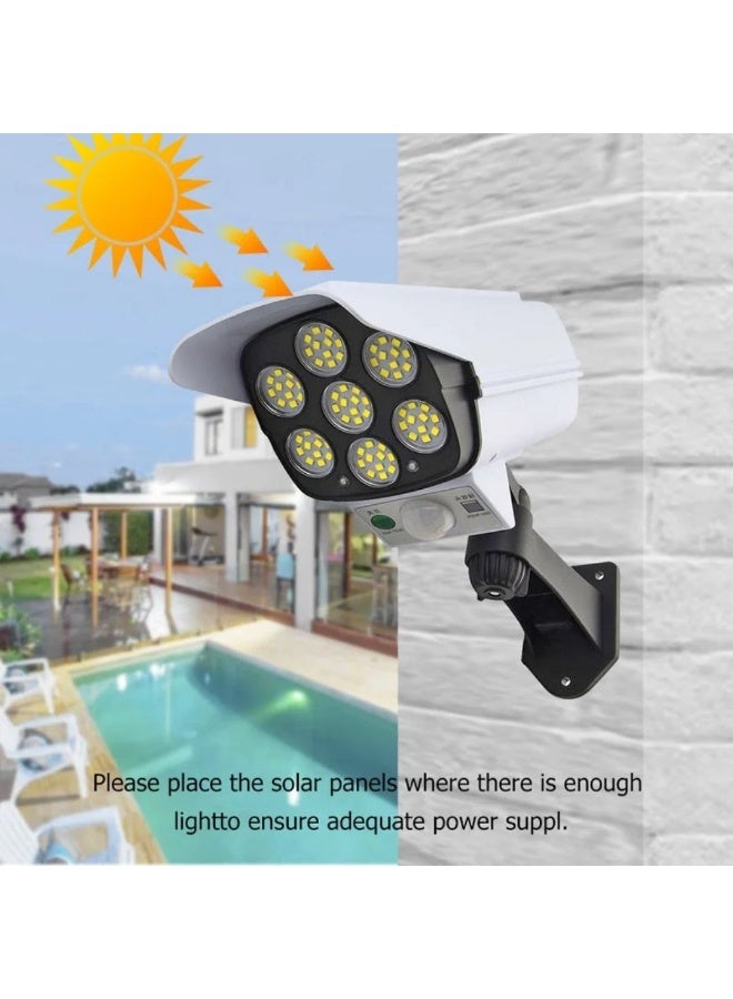 77 LED Solar Security PIR Motion Sensor Light With Remote Control, Dummy Surveillance CCTV, Roatable Angle Adjustable LED Wall, Outdoor Fake Camera for Fence Patio Front Door - Image 3