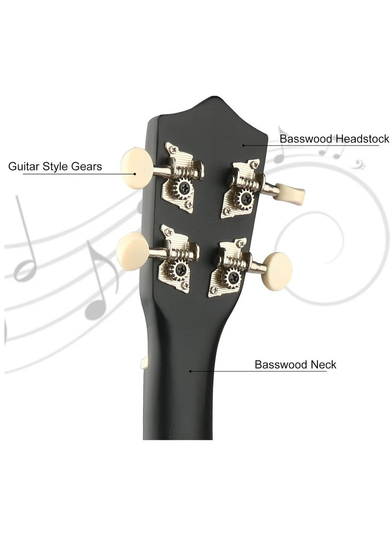 مايك ميوزيك غيتار سوبرانو أوكوليليه سوبرانو للأطفال البالغين 21 بوصة للمبتدئين أوكاليلي أوكي أوكي هاواي غيتار صغير للأطفال المبتدئين الطلاب غيتار صغير مع حقيبة جيج، 1 وتر احتياطي ووترية واحدة واختيار - أسود - Image 5