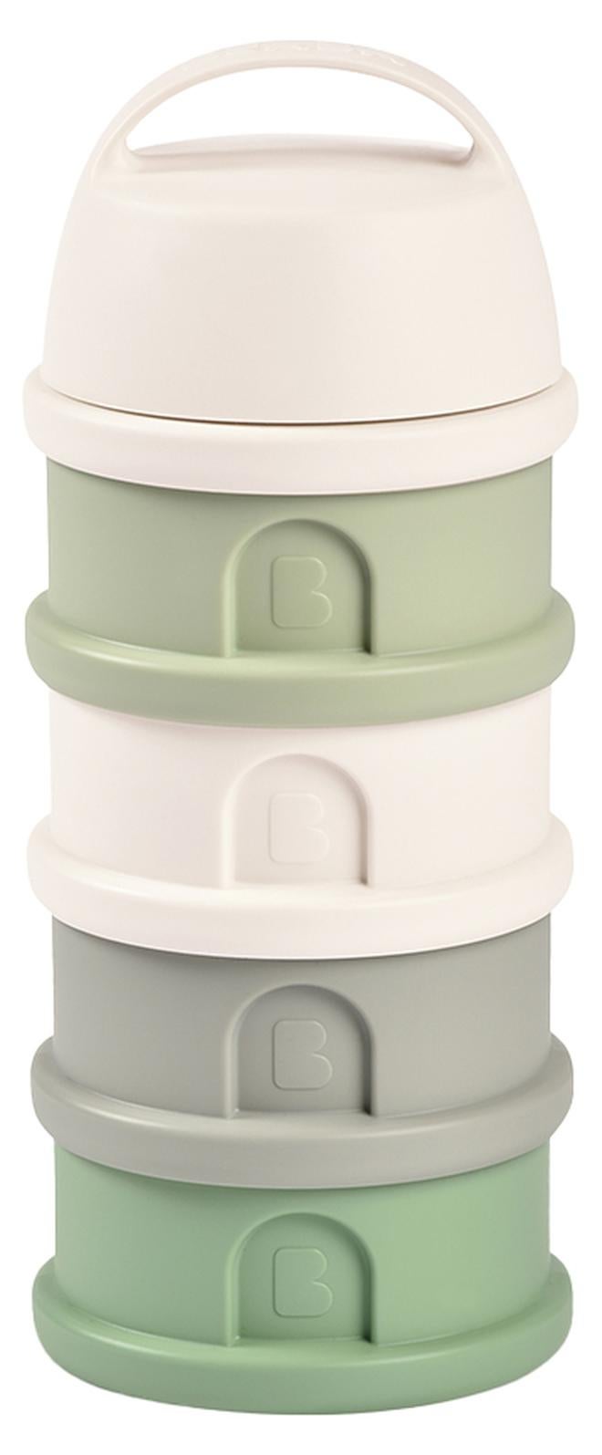 BEABA Formula Milk Container, 4 Compartments, Cotton White And Sage Green - Image 1