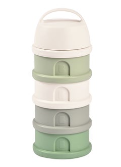BEABA Formula Milk Container, 4 Compartments, Cotton White And Sage Green  - Image 1