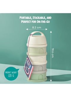 BEABA Formula Milk Container, 4 Compartments, Cotton White And Sage Green  - Image 3