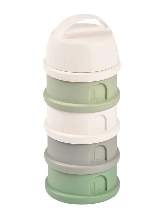 BEABA Formula Milk Container, 4 Compartments, Cotton White And Sage Green