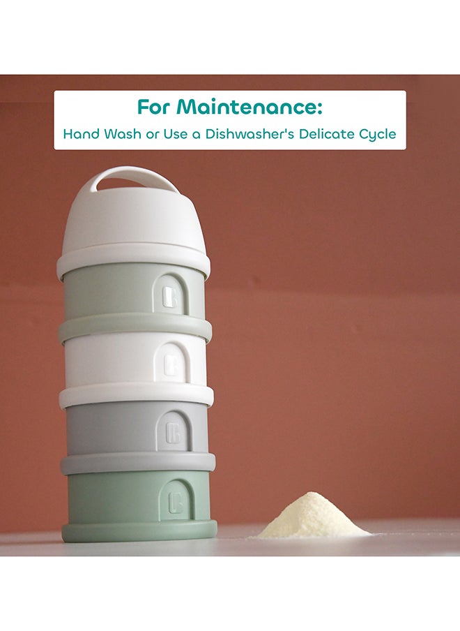 BEABA - Formula Milk Container, 4 Compartments, Cotton White And Sage Green - Image 1