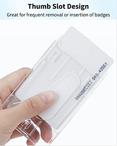 Pawfly 5 Pack Vertical 2-Card Badge Holder with Thumb Slot Hard Transparent PC Case Protector for Office School IDs Credit Cards Driver’s Licenses and Passes - Image 3