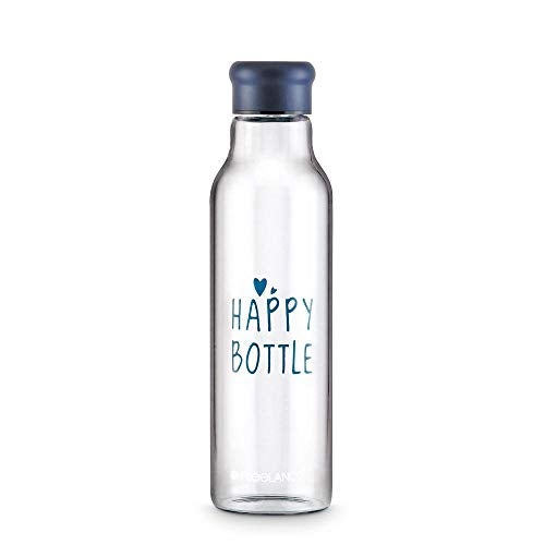 Freelance Happy Bottle Glass Water Bottle, 900 ml Blue - Borosilicate Glass Bottle for Fridge - BPA-Free, Leak-Proof Lid for Office, Gym, Outdoors - Eco-Friendly, Reusable Water Bottle Glass - Image 1