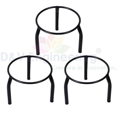 D&V ENGINEERING - Creative in innovation D&V Engineering Metal Plant Stand | Heavy-Duty Rustproof Pot Holder for Balcony, Patio & Indoor Garden | Modern Decorative Plant Rack | 7.9” Diameter, 6” Height | 40kg Capacity | Black (Set of 3) - Image 4