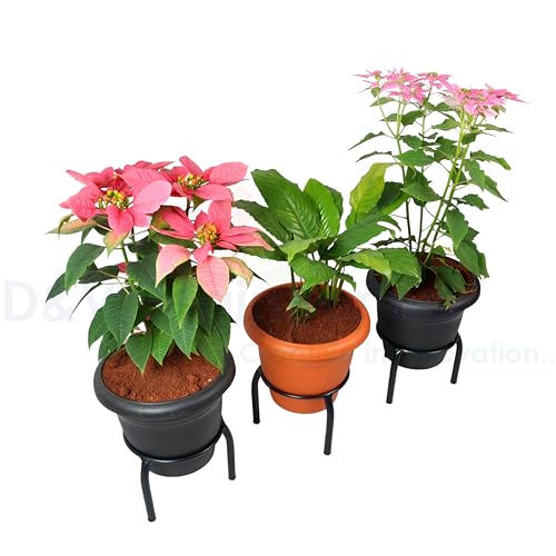 D&V ENGINEERING - Creative in innovation D&V Engineering Metal Plant Stand | Heavy-Duty Rustproof Pot Holder for Balcony, Patio & Indoor Garden | Modern Decorative Plant Rack | 7.9” Diameter, 6” Height | 40kg Capacity | Black (Set of 3) - Image 5