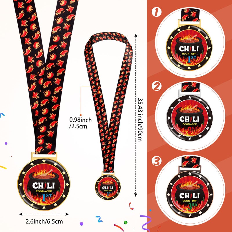 Misdary 6 Pcs Chili Cook Off Prizes Set Chili Trophies and Chili Cook Off Medals Chili Cook Off Decorations Available 1st 2nd 3rd Place Trophy Set for Chili Cook Off Gifts Supplies Events (Spoon) - Image 3