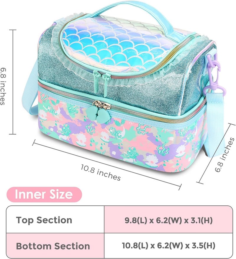 EXILOM حقيبة غداء للأطفال، حقيبة غداء للبنات والأولاد، حقيبة غداء عازلة حرارياً، حقيبة للتوائم والمراهقين، حقيبة سفر مدرسية، حاملة زجاجة ماء وعلبة غداء بحزام قابل للتعديل - Image 5