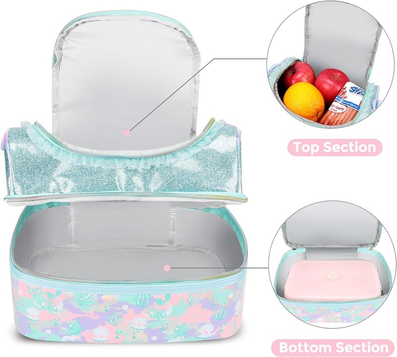 EXILOM حقيبة غداء للأطفال، حقيبة غداء للبنات والأولاد، حقيبة غداء عازلة حرارياً، حقيبة للتوائم والمراهقين، حقيبة سفر مدرسية، حاملة زجاجة ماء وعلبة غداء بحزام قابل للتعديل - Image 4