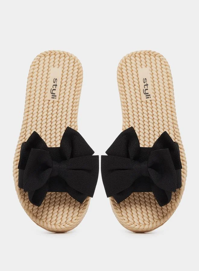 Styli Styli Bow Detail Flat Sandals
