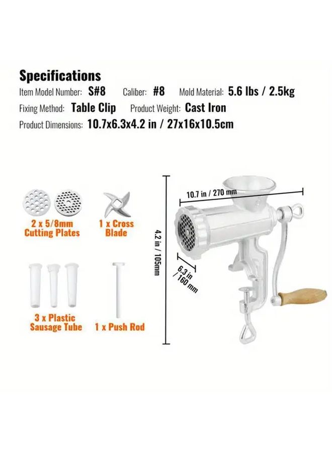 Manual Meat and Vegetable Grinder Multi Purpose Kitchen Tool With Tabletop Clamp As The Picture Shows - Image 3