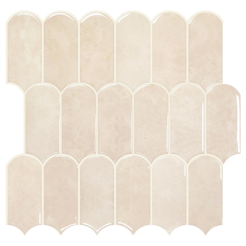 Vamos Tile Upgraded Thicker Design Peel and Stick Backsplash Tile, 10-Sheet Pinkish Beige Marble with Beige Grout Self Adhesive Vinyl Wall Tiles, Stick on Backsplash for Kitchen, Bathroom,RV,Pantry - Image 1