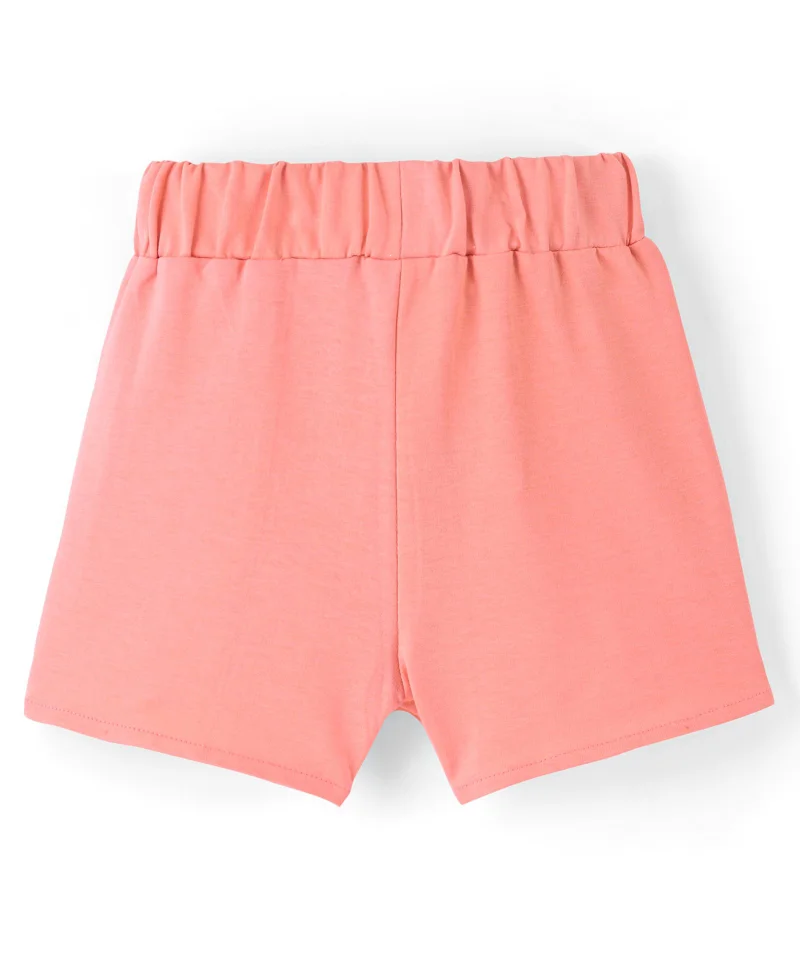 Pine Kids Pine Kids 100% Cotton Knit Mid Thigh Length Shorts With Bow Applique - Peach