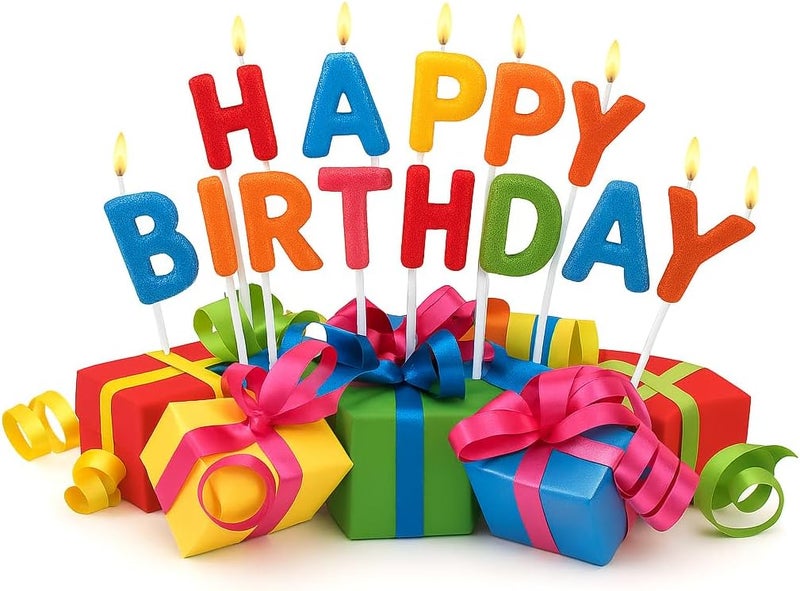 Fitto Happy Birthday Candle Cake with Glitters & Pink Sparkle – Birthday Party Cake Topper & Celebration Decoration - Image 1