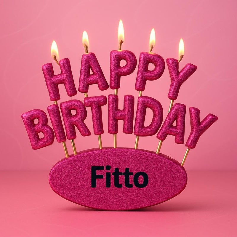 Fitto Happy Birthday Candle Cake with Glitters & Pink Sparkle – Birthday Party Cake Topper & Celebration Decoration - Image 3