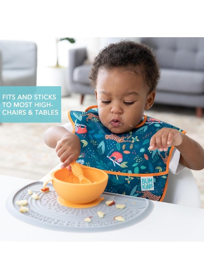 Bumkins Baby Bowl, Silicone Feeding Set with Suction for Baby and Toddler, Includes Spoon and Lid, First Feeding Set, Training Essentials for Baby Led Weaning for Babies 4 Months Up, Tangerine - Image 3