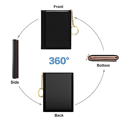 Rouidr Women's Leather Wallet, RFID Blocking, Small Slim Trifold Wallet with 7 Card Slots & ID Window (Black) - Image 5