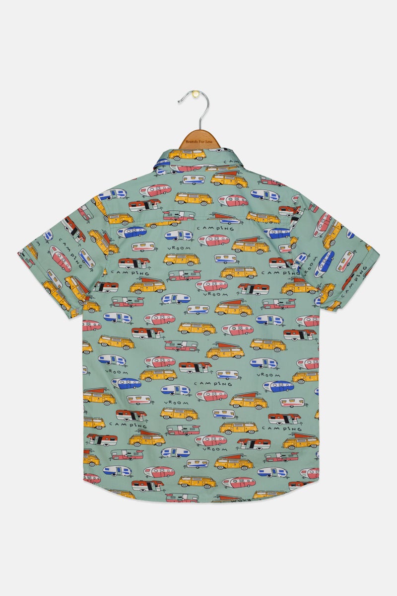 JACK & JONES Kids Boy Allover Print Short Sleeve Casual Shirt, Multicolor - Image 2