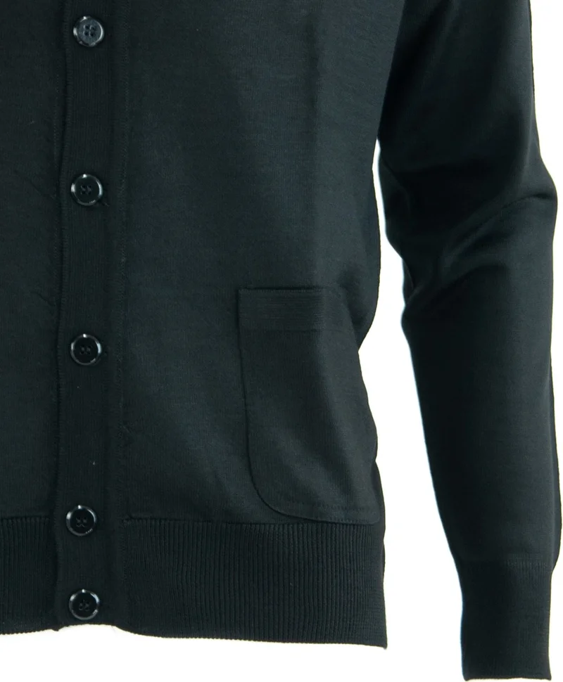 Oppland Men's V-Neck Buttoned Long Sleeve Double Pocket Classic Model Comfortable Cut Full Pattern Wool Woven Cardigan