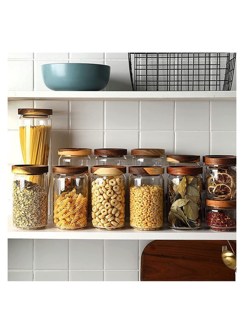GGEROU Airtight Glass Storage Jar with Acacia Wood Air-tight Lid, 3 Pack Borosilicate Glass Kitchen Canisters 800ml  - Image 5