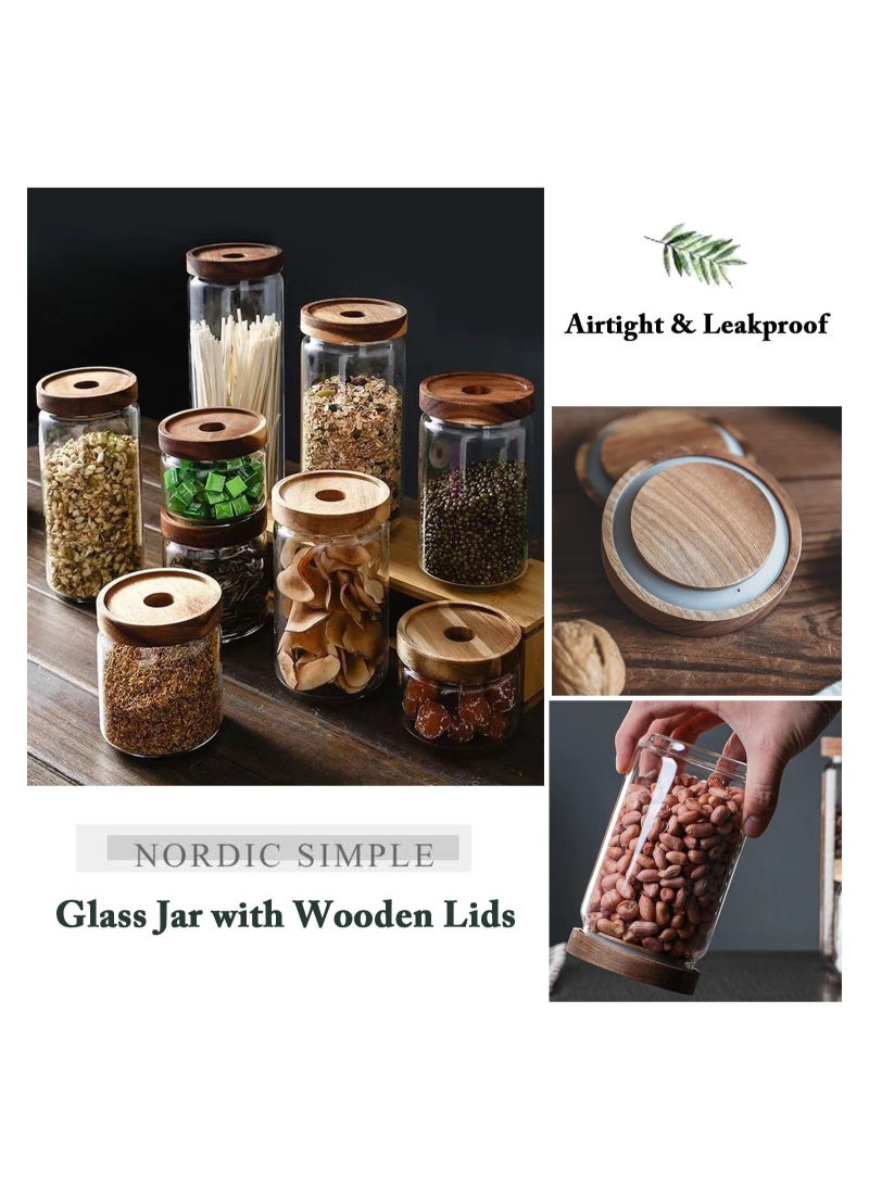 GGEROU Airtight Glass Storage Jar with Acacia Wood Air-tight Lid, 3 Pack Borosilicate Glass Kitchen Canisters 800ml  - Image 4