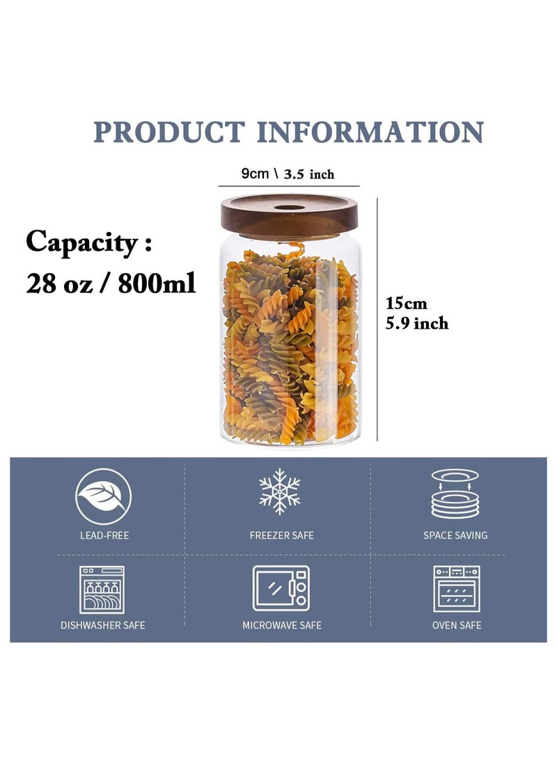 GGEROU Airtight Glass Storage Jar with Acacia Wood Air-tight Lid, 3 Pack Borosilicate Glass Kitchen Canisters 800ml  - Image 2