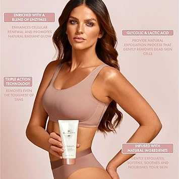Bellamianta Glycolic Body Scrub with AHA Blend Unique Triple Action Technology for the Ultimate Tough Tan Remover Skin Exfoliator Wash with Seabuckthorn 200ml - Image 2