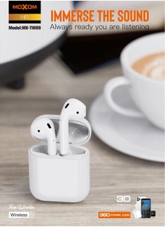 MOXOM TW09 True Wireless (TWS) Bluetooth Earphone Earbuds White  - Image 2