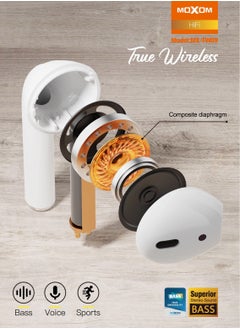 MOXOM TW09 True Wireless (TWS) Bluetooth Earphone Earbuds White  - Image 3
