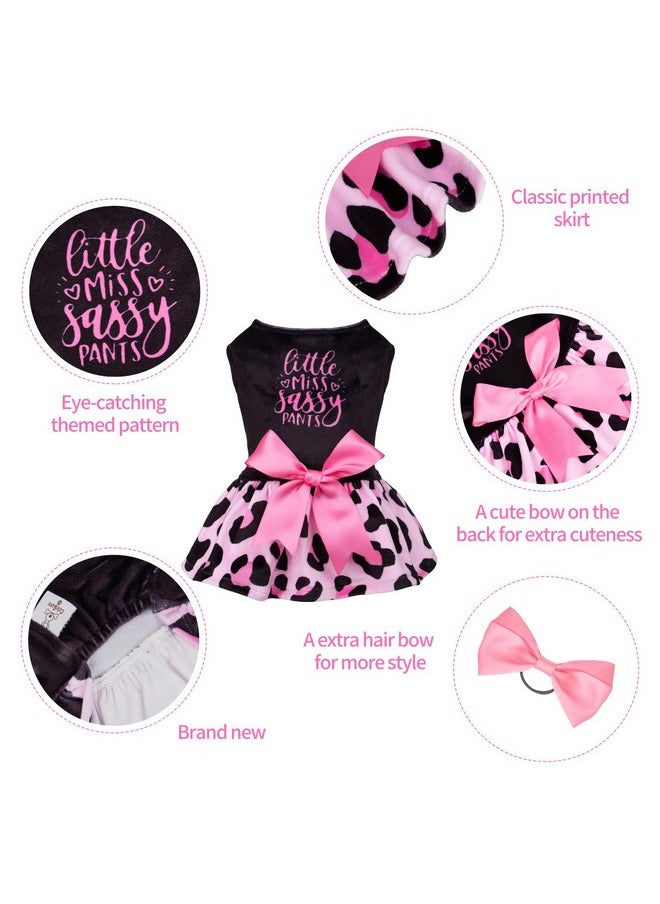 CuteBone - CuteBone Little Miss Sassy Pants Dog Leopard Print Dress Velvet for Small Dogs Girl Puppy Dresses Pink Dog Clothes CVA15S-D - Image 1