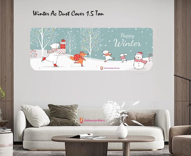 DARSHANAM WORLD Polyester New Printed Air Conditioning Dust Cover Folding Designer Ac Cover For Indoor Split Ac 1.5 Ton (97 X 31 X 21 .5Cm | Printed) - Image 4