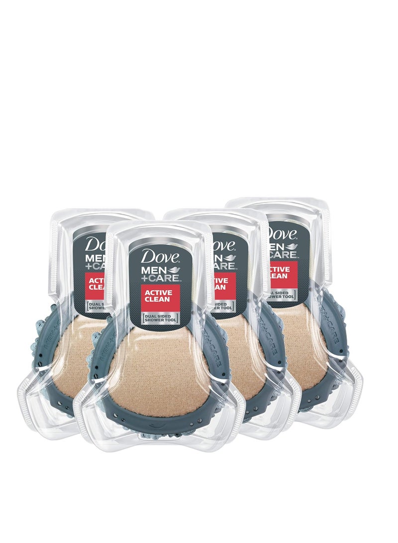 Dove Men+Care أداة الاستحمام DOVE MEN + CARE لبشرة أقوى وأكثر صحة، تعمل على تقشير البشرة وتنظيفها بعمق مع غسول للجسم، عبوة من 4 قطع - Image 1