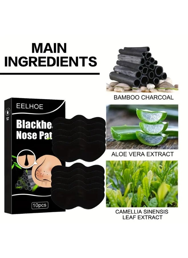 EELHOE Bamboo Charcoal Blackhead Remover Nose Strips – Deep Cleansing Pore Strips for Blackheads, Acne, and Oily Skin, 10pcs Peel-Off Nose Mask  - Image 4