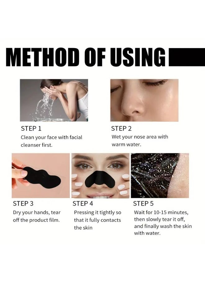 EELHOE Bamboo Charcoal Blackhead Remover Nose Strips – Deep Cleansing Pore Strips for Blackheads, Acne, and Oily Skin, 10pcs Peel-Off Nose Mask  - Image 3