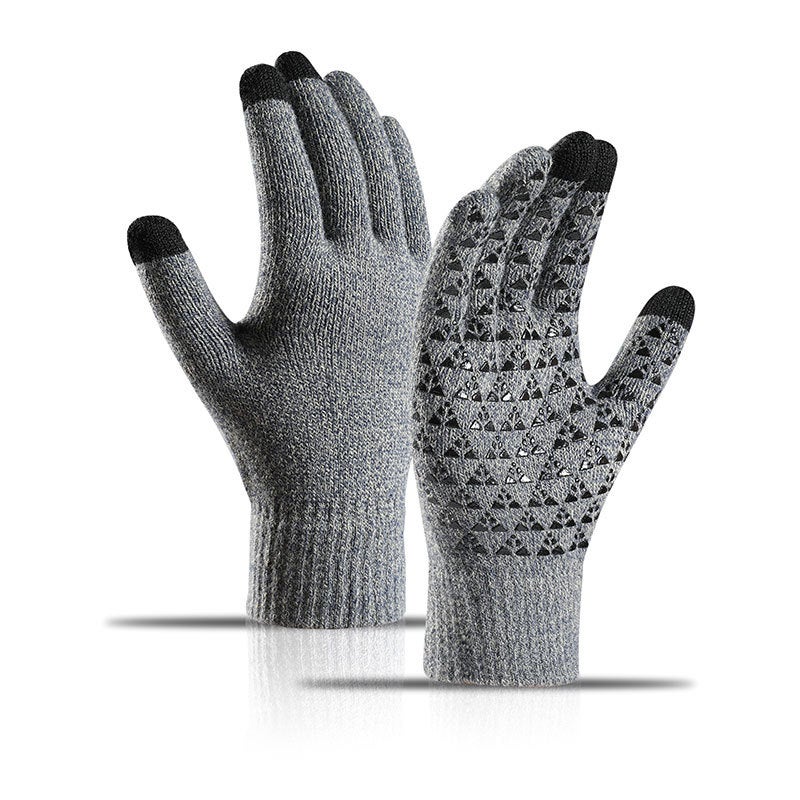Knitted Touchscreen Gloves Winter Warmth Thicken light gray AB 