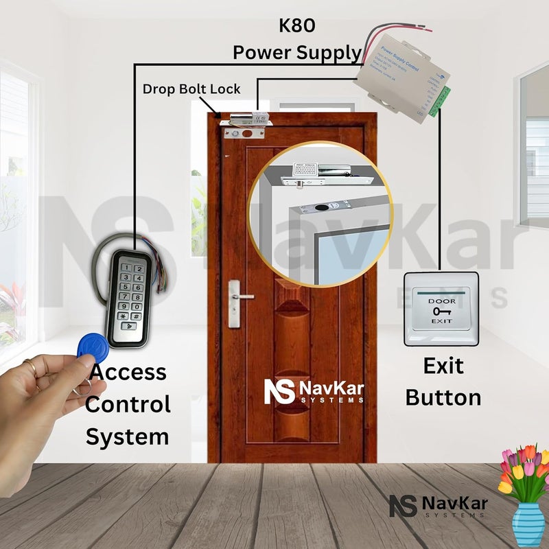 NAVKAR SYSTEMS NAVKAR SYSTEMS Weatherproof RFID Pin Access Control System Drop Bolt Lock K80 Supply PVC Button Keychain Tag 10 Nos for Wooden or Aluminium Door  - Image 5