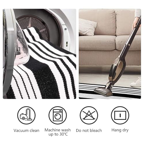 OJIA Christmas Front Door Mats Outdoor 27.5x43 Inches, Black and White Outdoor Rugs Cotton Woven Front Door Rug Machine Washable Layered Doormats for Porch/Farmhouse/Kitchen/Entryway/Patio - Image 5
