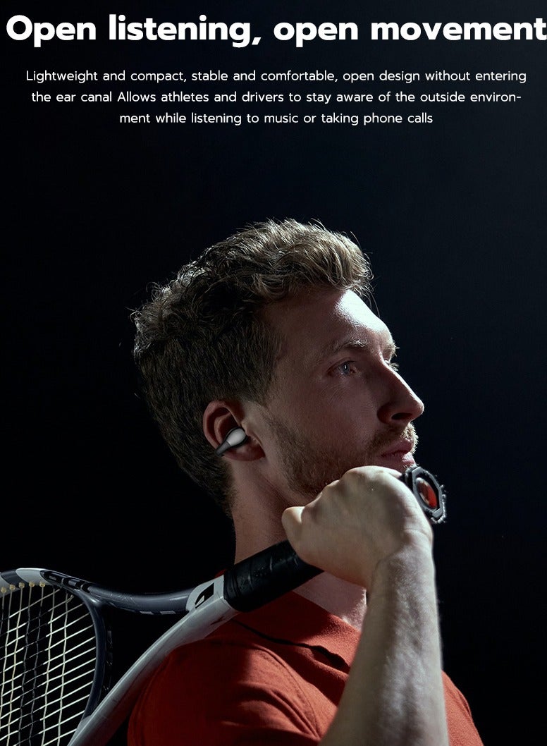 لانجسدام سماعات أذن لاسلكية مفتوحة جديدة بتقنية البلوتوث 5.3، سماعات أذن رياضية مع ميكروفون، مقاومة للماء، وقت تشغيل 7 ساعات بشحن واحد، متوافقة مع Android/iOS/Samsung، أسود - Image 5