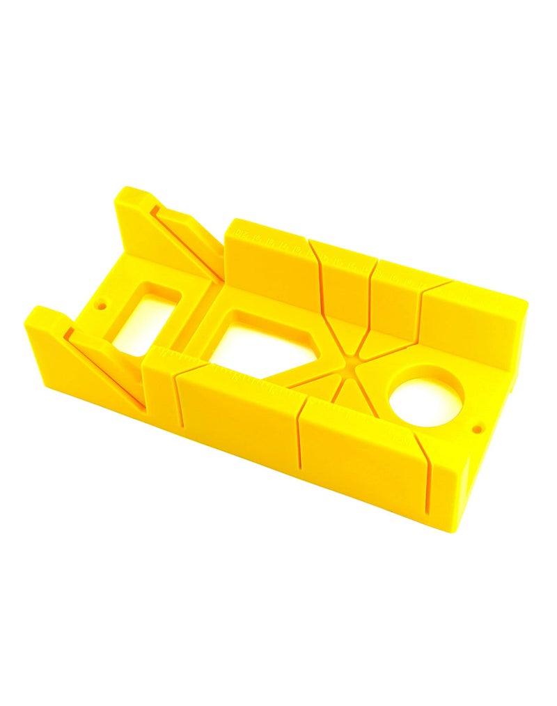 QWORK 12Inch High Impact Plastic Miter Box with Versatile Cutting Angles and Ruler Scale