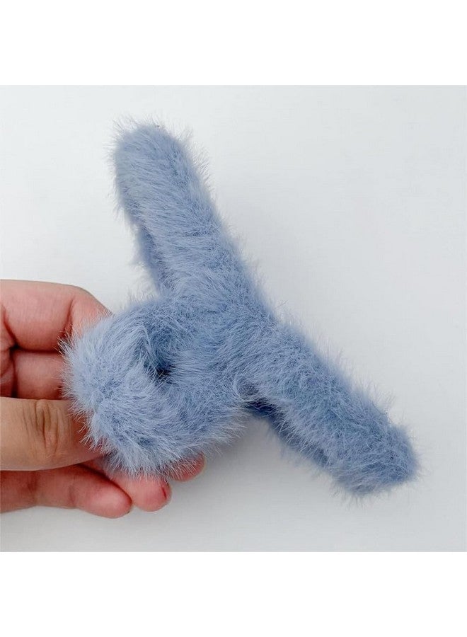 CHIROGRAPHY 2 PCS Furry Hair Claw Clips for Thick Hair|Cute Faux Rabbit Fur Plastic Non Slip Large Barrettes for Women and Girls|Fuzzy Stylish Curly Hair Styling Accessories|Two multicolor set - Image 5