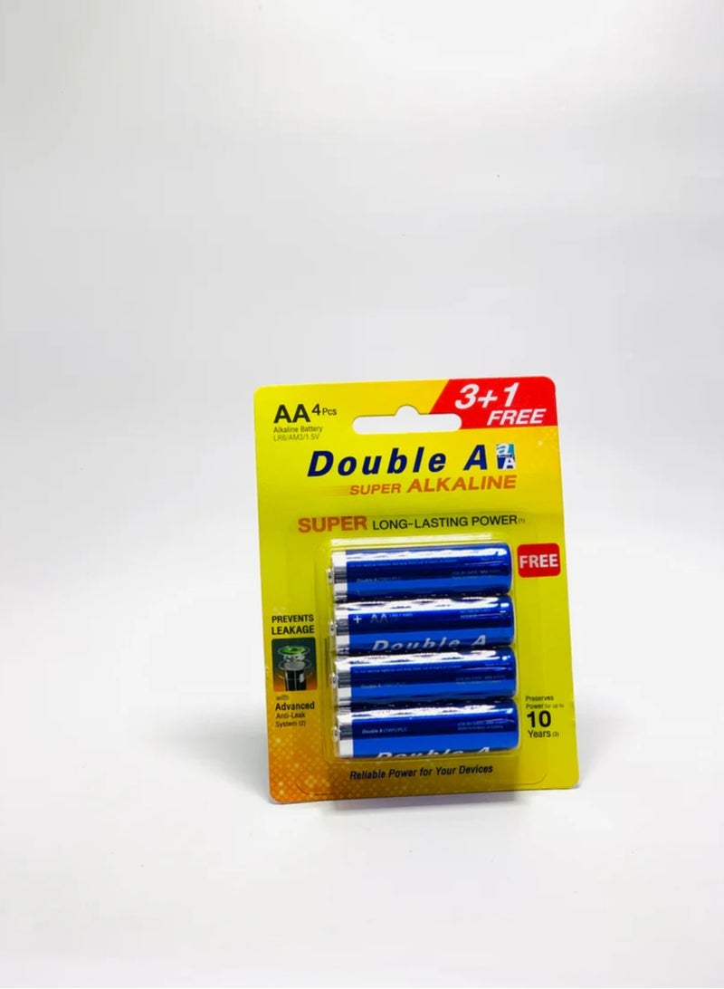 Double A Alkaline Battery, AA, 1.5V, 3 + 1 Free - Image 2